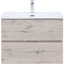 Aquanet Тумба под раковину Алвита New 70 2 ящика подвесная дуб веллингтон белый – фотография-3